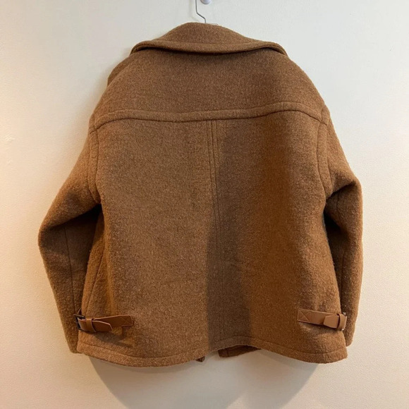 Gentle Herd 100% Nylon Collared Bohemian Classic Tan Boxy Short Knit Coat XL - Picture 8 of 11